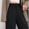 Весенние и осенние брюки с высокой талией и драпировкой, черные брюки в стиле вестерн для женщин, прямые широкие брюки