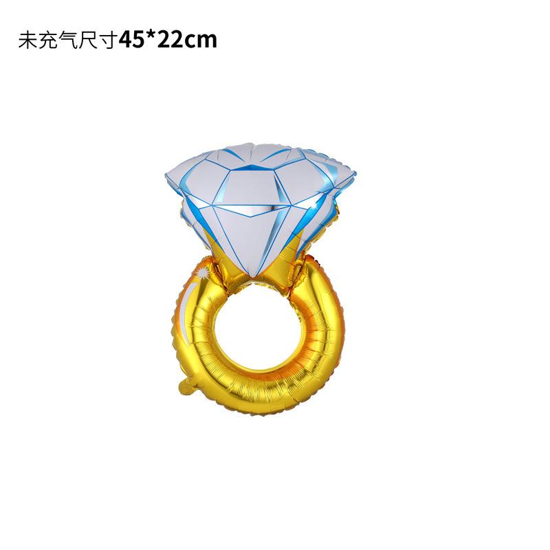 Wedding Marriage Proposal Decoration Diamond Ring Shape Aluminum Film Balloon Confession Party Decoration Arrangement Balloon Ring