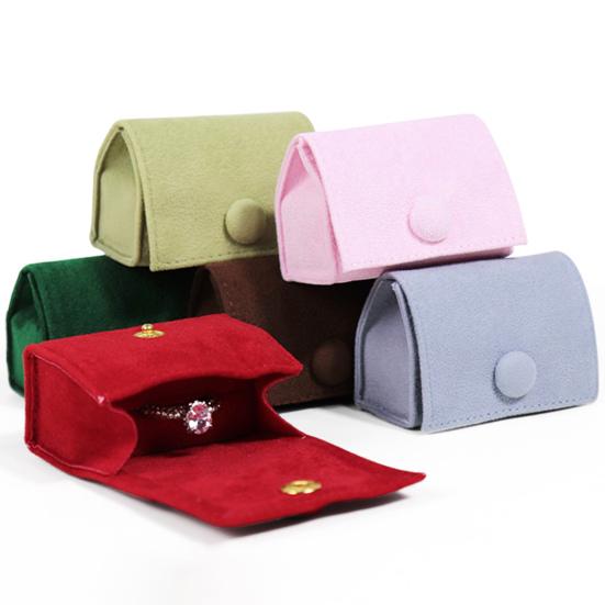 Mini Jewelry Box Elegant Luxury Soft Velvet Portable Solid Color Snap Button Travel Ear Studs Earrings Finger Ring Organizer Bag Holder Container Case