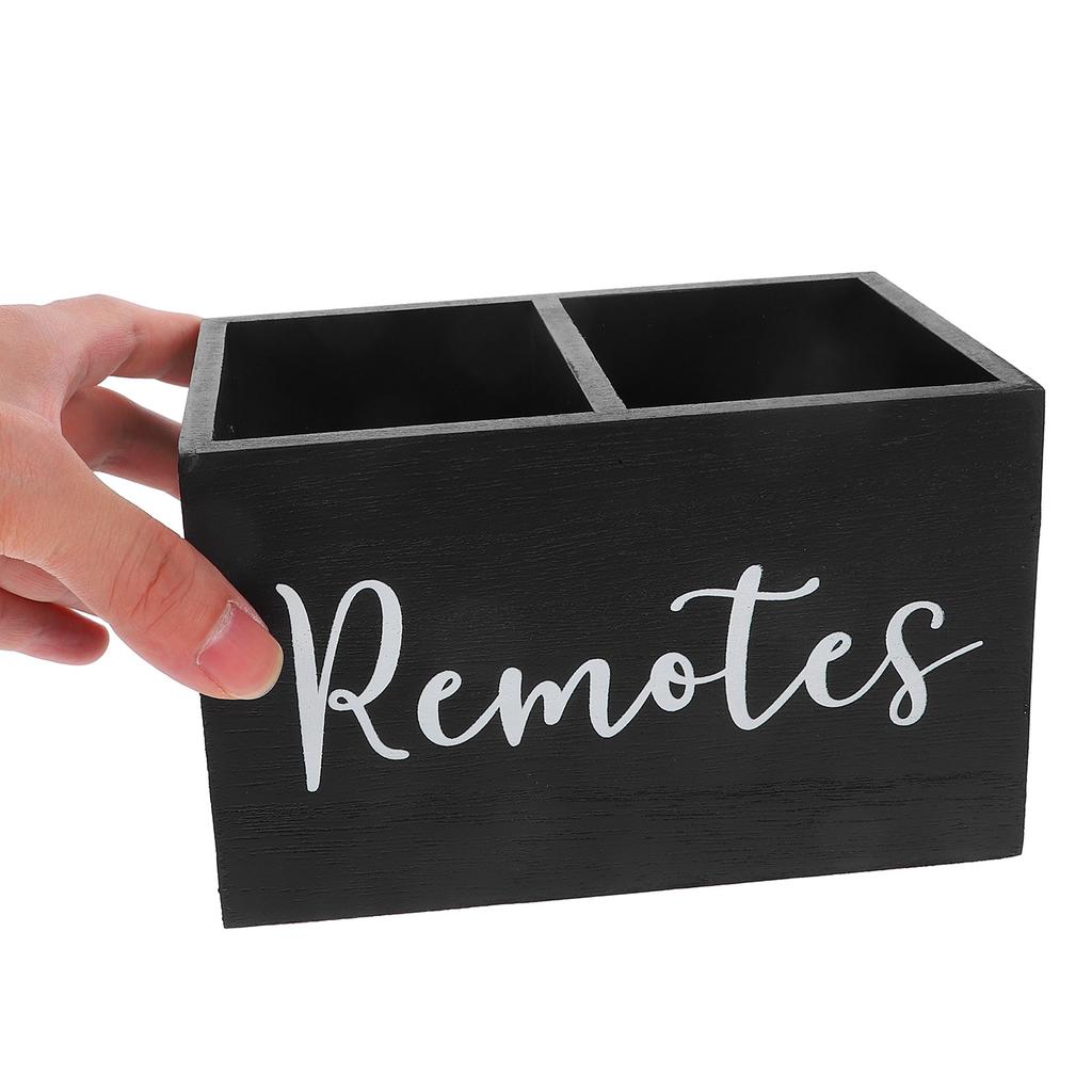 Rustic Wooden Remote Control Storage Box Multi Compartment TV Remote Holder for Living Room Bedroom Office Tabletop Media