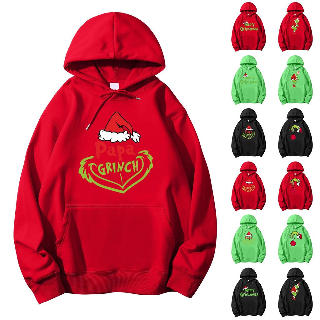 Женский осенне-зимний пуловер с рождественским принтом и капюшоном, флисовая толстовка с длинными рукавами