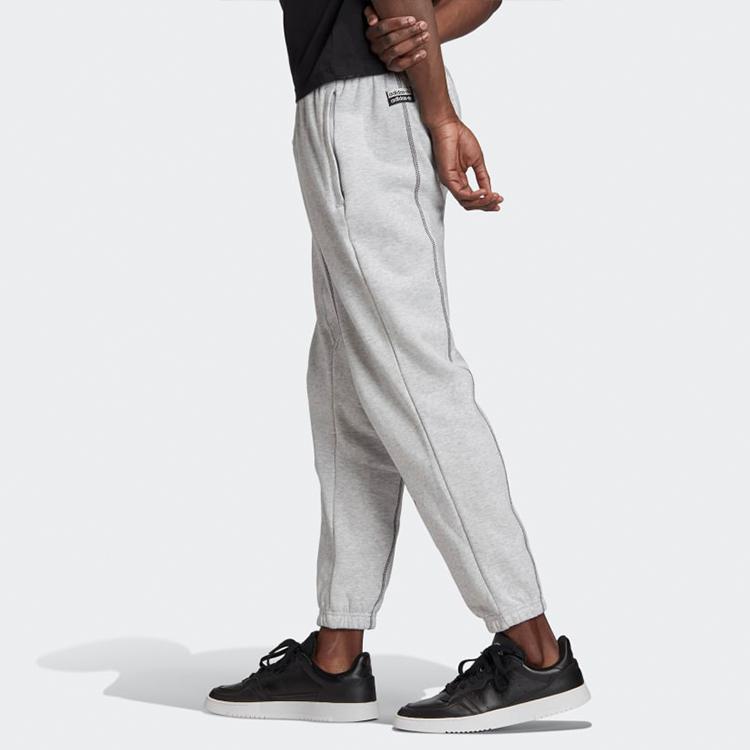 Adidas Originals Embroidered Trefoil Logo Solid Joggers Men Bottoms Grey GD9304