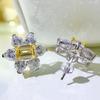 Yellow Cubic Zirconia Stud Earrings Aesthetic Flower Shaped Heart CZ Earrings Luxury Fashion Wedding Jewelry for Women