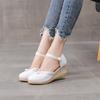 Women's Korean Version of Women's Sandals, Wedge-heeled Sandals, Comfortable Pointed Hemp Buckle Women's Sandals