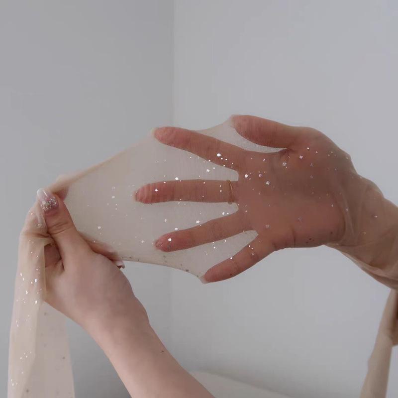 Korean Starry Sky Silver Sequin Black Pantyhose for Women