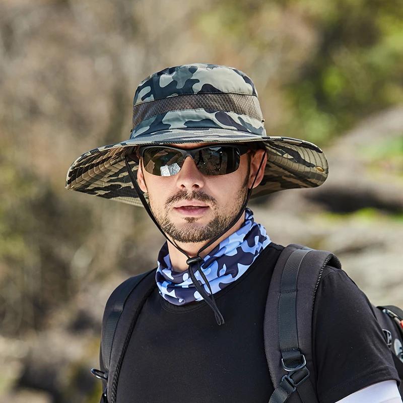 Camouflage Bucket Hat for Men Outdoor Hiking Cycling Safari Breathable Visor Cap for Men and Women Summer Sun Protection Hat