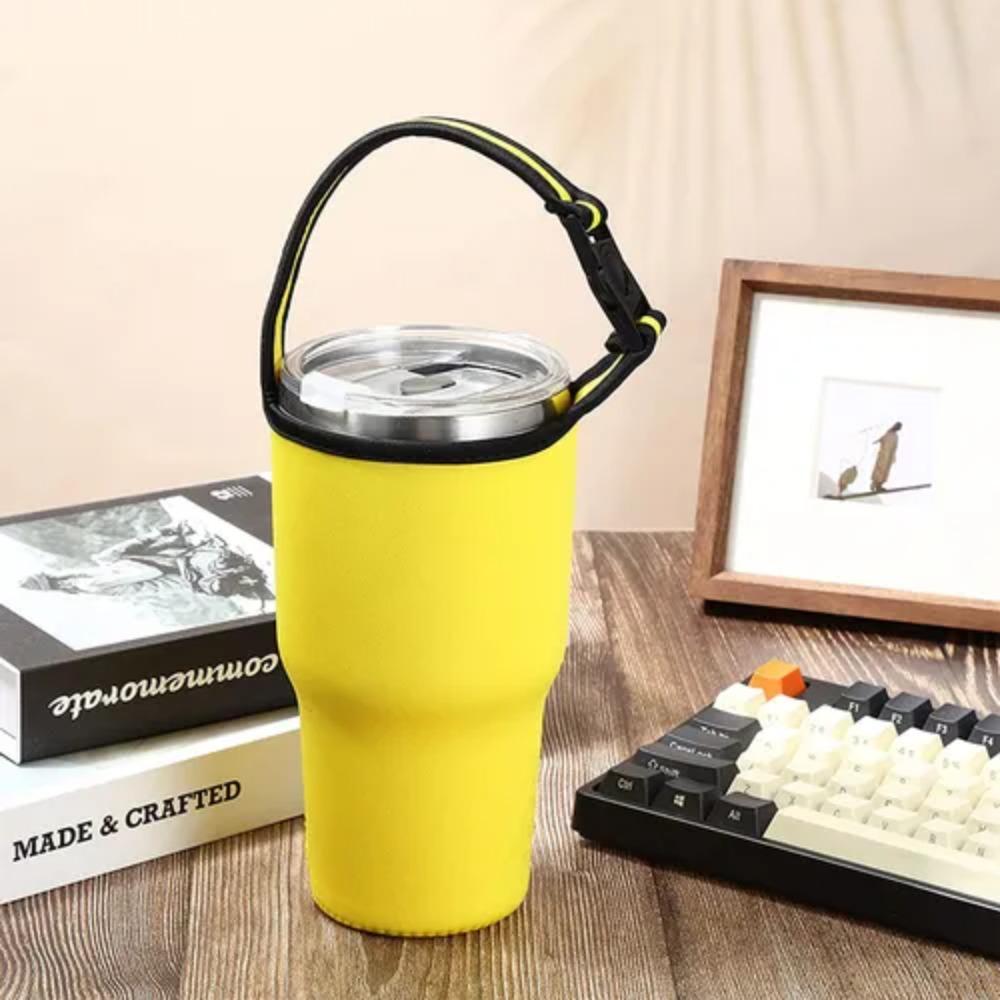With Carrying Handle Anti-Hot Cup Sleeve Neoprene Tumbler Carrier Water Bottle Holder Sports