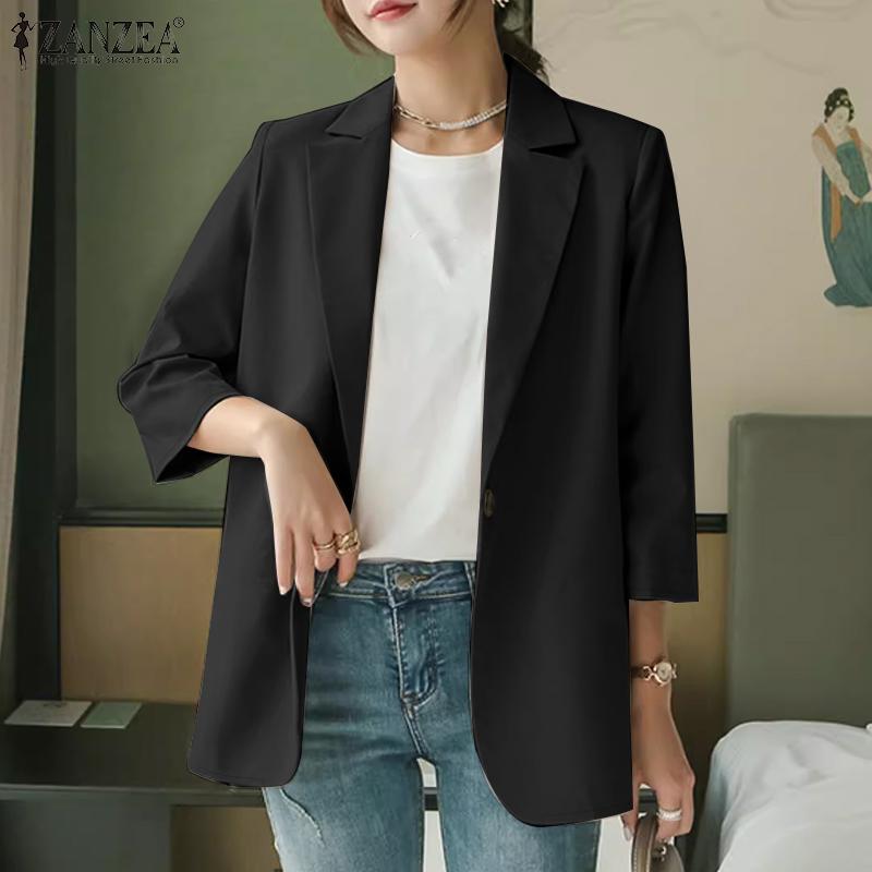 ZANZEA Женский повседневный кардиган с отложным воротником и рукавом 3/4