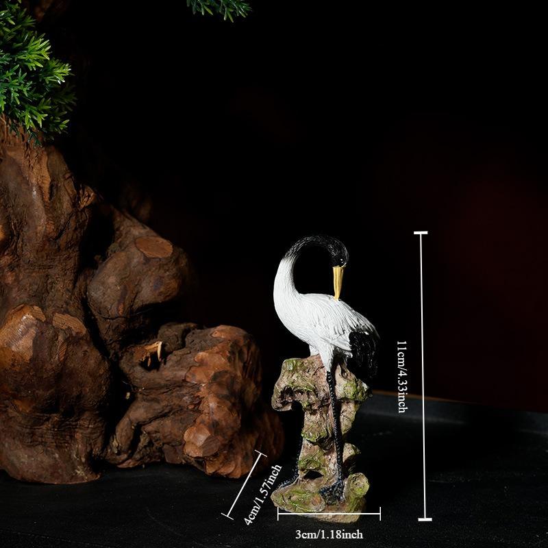 Миниатюрный венценосный журавль, статуэтка журавля, китайская статуэтка птицы из смолы для сада фей, украшение для аквариума, бонсай, ландшафтный декор для дома