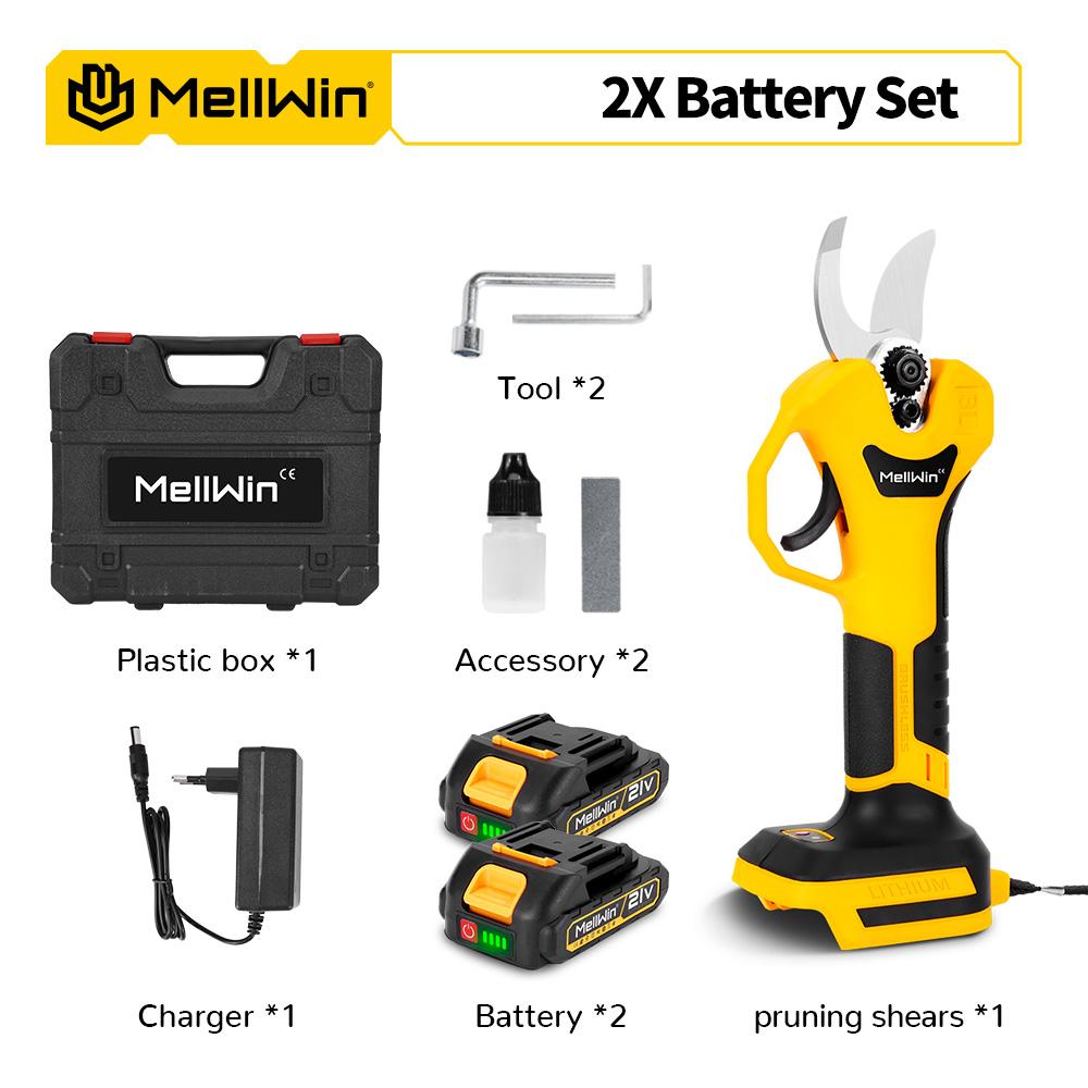 MELLWIN Бесщеточный 30 мм электрический секатор ножницы 2 передачи беспроводной фруктовых деревьев бонсай обрезка ножницы электроинструмент для Makita 18 В аккумулятор