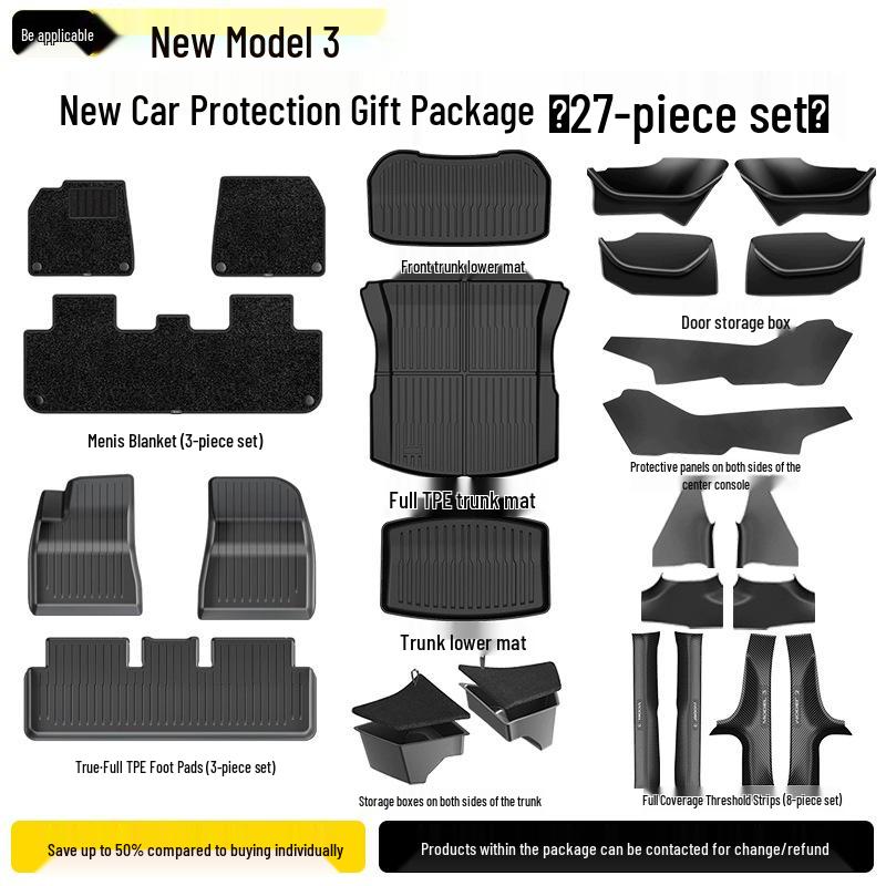 Tesla Model 3/Y Refreshed Door Slot Full Coverage Storage Box & Mat Accessories