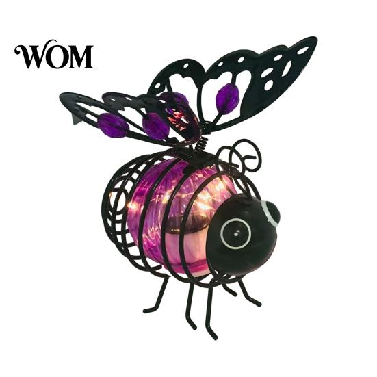 Decorative Solar Bee Fixtures Powered Hanging Lights, Metal Bouncy Spring Ornaments, Garden Lights IP65 Waterproof Fairy for Outdoor Backyard