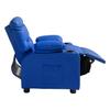 Kids Reclining Chair, Toddler Recliner with 2 Cup Holders and 4 Pockets, 107° to 126° Adjustable Back, Easy-to-Clean PU Leather Recliner Couch with
