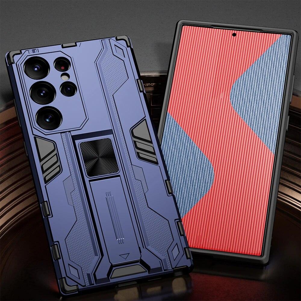 KEYSION Противоударный чехол для Samsung S24 Ultra 5G S24 + Plus, силиконовый + чехол-подставка для телефона из ПК для Galaxy S23 S22 Ultra S21 FE 5G