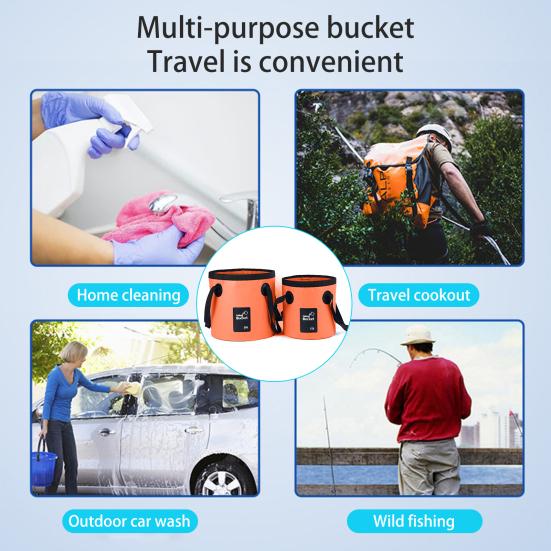 12/20L Outdoor Camping Foldable Bucket with Portable Handle Waterproof Multifunctional Car Washing Fishing Collapsible Water Storage Pail