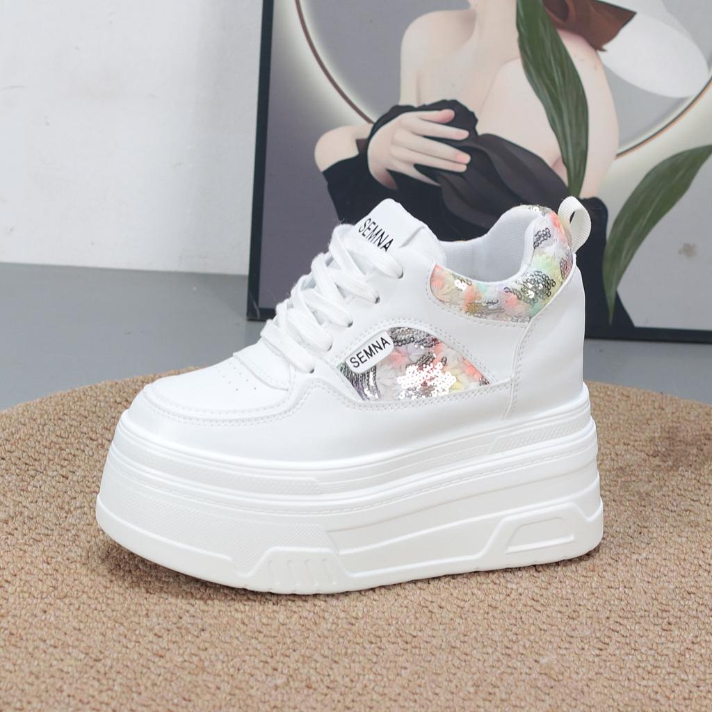 Fashion 10CM Autumn Women Platform Sneakers Casual Outdoor Skateboard Comfortable Lace Up New Autumn Sneaker Running Sports Shoe Female