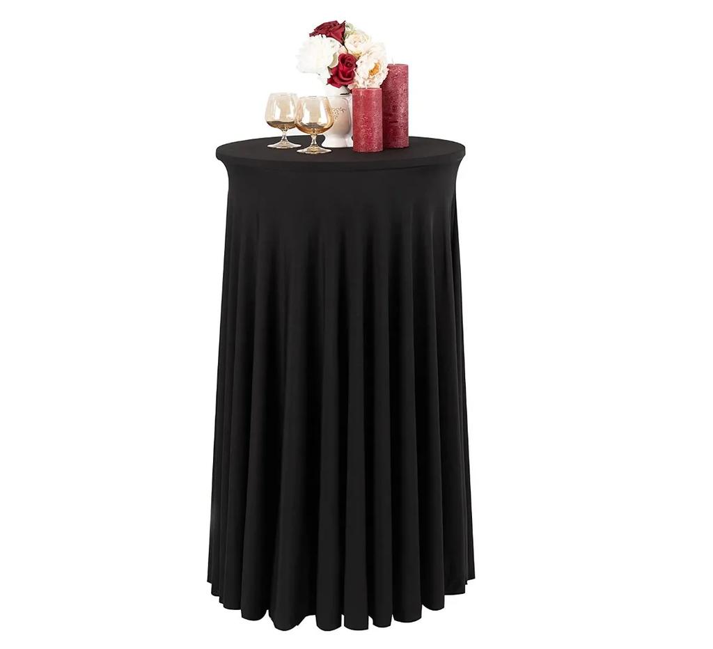 Tablecloth Cover With Skirting, Valves For Cocktail Bar Table 80 Cm Black