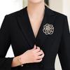 Korean Style Suit Collar Pin Full Rhinestone Rhinestone Brooch Hollow Camellia Brooch Decoration