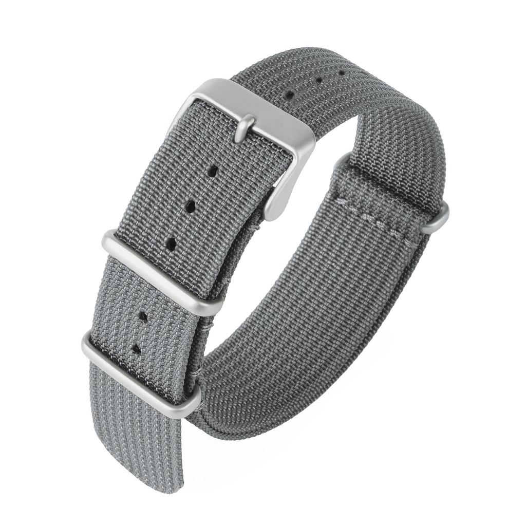 NATO One-Piece Nylon Canvas Watch Strap - Fine Woven Solid Color, 18/20/22mm