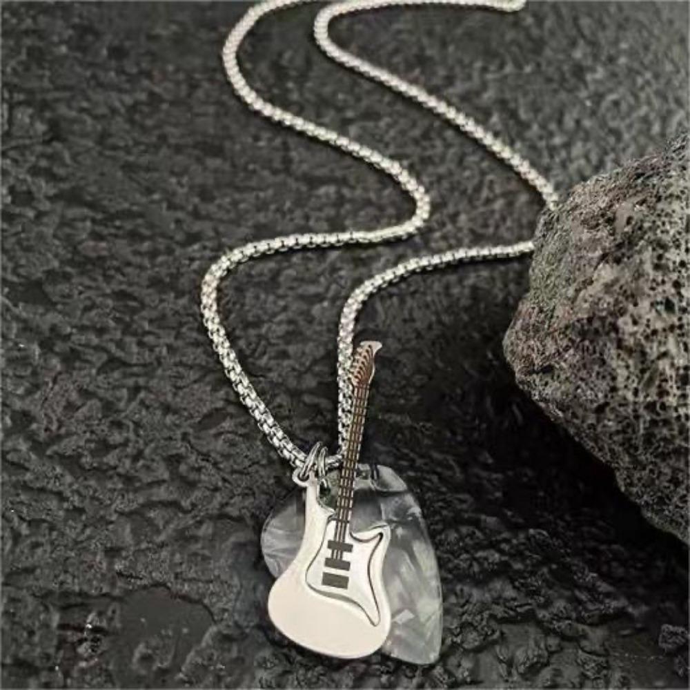 Titanium Steel Guitar Chain Choker Hip-hop Electric Guitar Sweater Chain  Boys