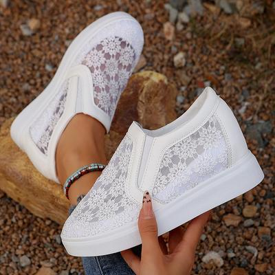 Модные Удобные Женские Лоферы Сандалии Кружево Слипоны Обувь для Ходьбы Белые Дизайнерские Повседневные Туфли Балетки Женская Обувь для Женщин