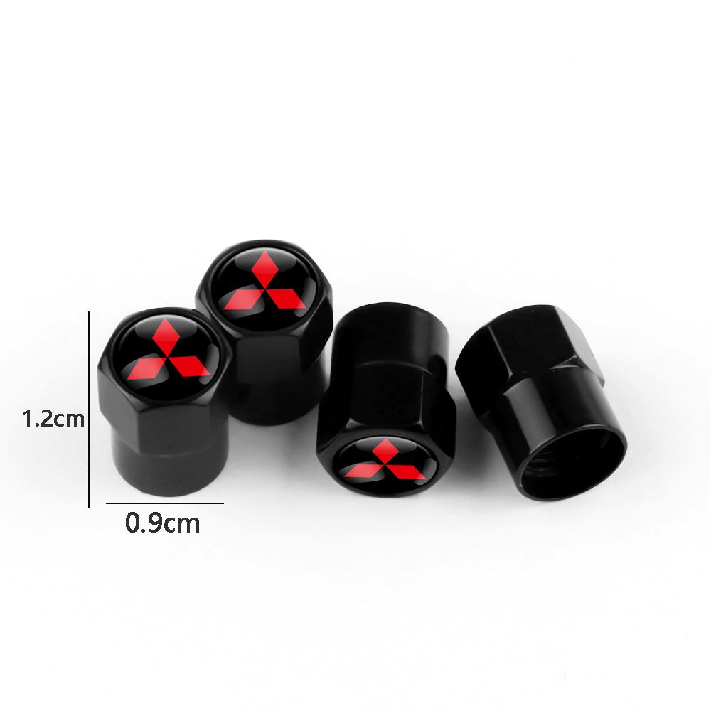 4PC Car Badge Wheel Tires Valve Caps Metal Tyre Dust Cover For Mitsubishi Outlander Lancer 10 9 ASX RALLIART Eclipse L200 EVO