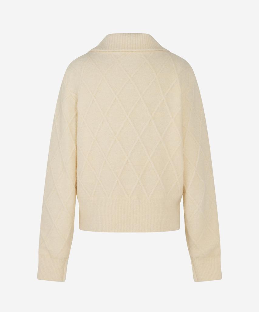 LORDLOAR Cable Windproof Zip-Up Knit Cream