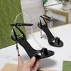 Fashion Sexy And Sophisticated Women'S Summer 2025 New Style Of Thin-Heeled High Heels Patent Leather Open-Toe One-Strap Sandals