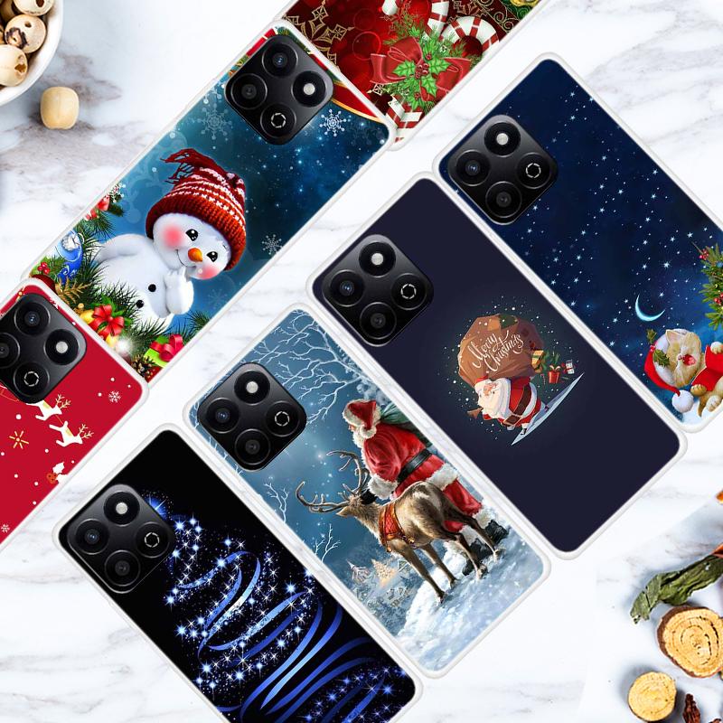 ТПУ чехол для телефона для Honor Play 60 Plus 5G/200 Smart 5G/Play 9T/X7c 4G Праздничный рождественский узор Защитная крышка