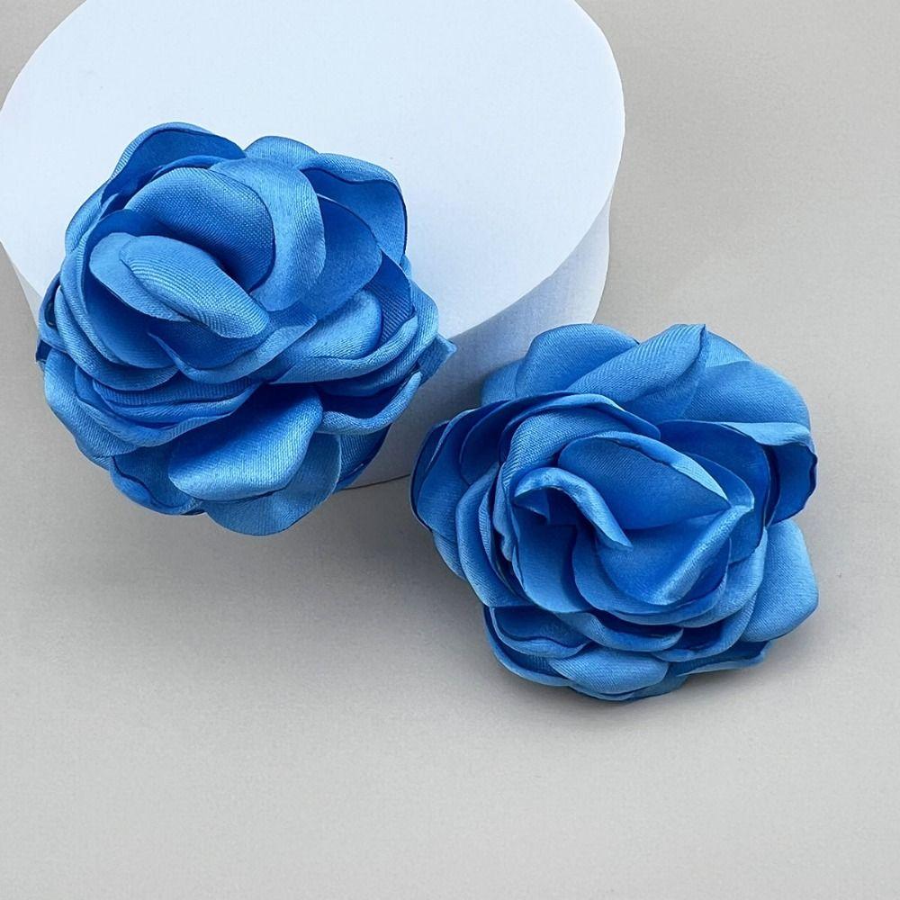 Fabric Large Flower Earrings Jewelry Accessories Floral Ear Stud New Wedding Earrings