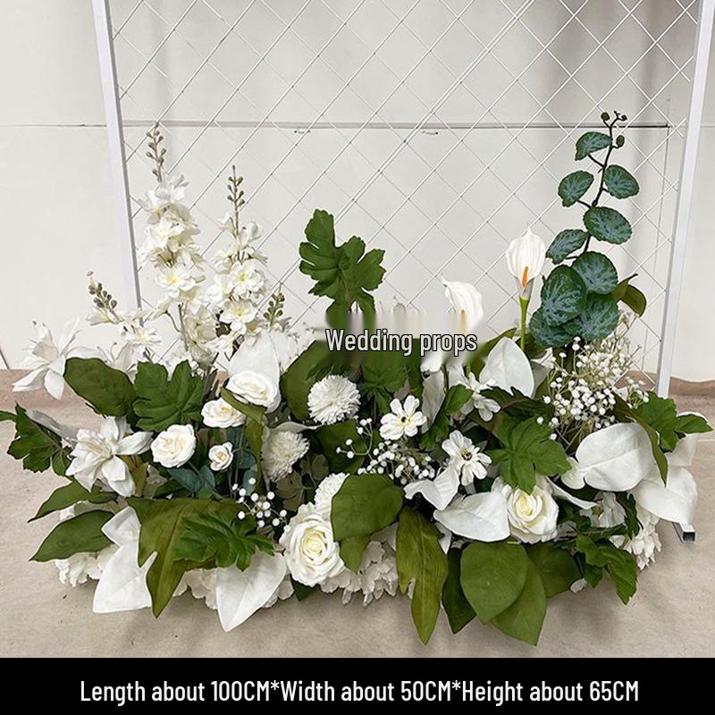 Red Floral Wedding Stage Backdrop with Artificial Flower Rows