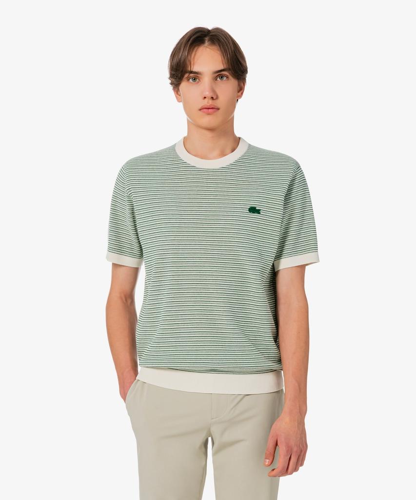 LACOSTE Мужской пуловер с коротким рукавом и круглым вырезом в мультиполоску Ah307E-56G 132