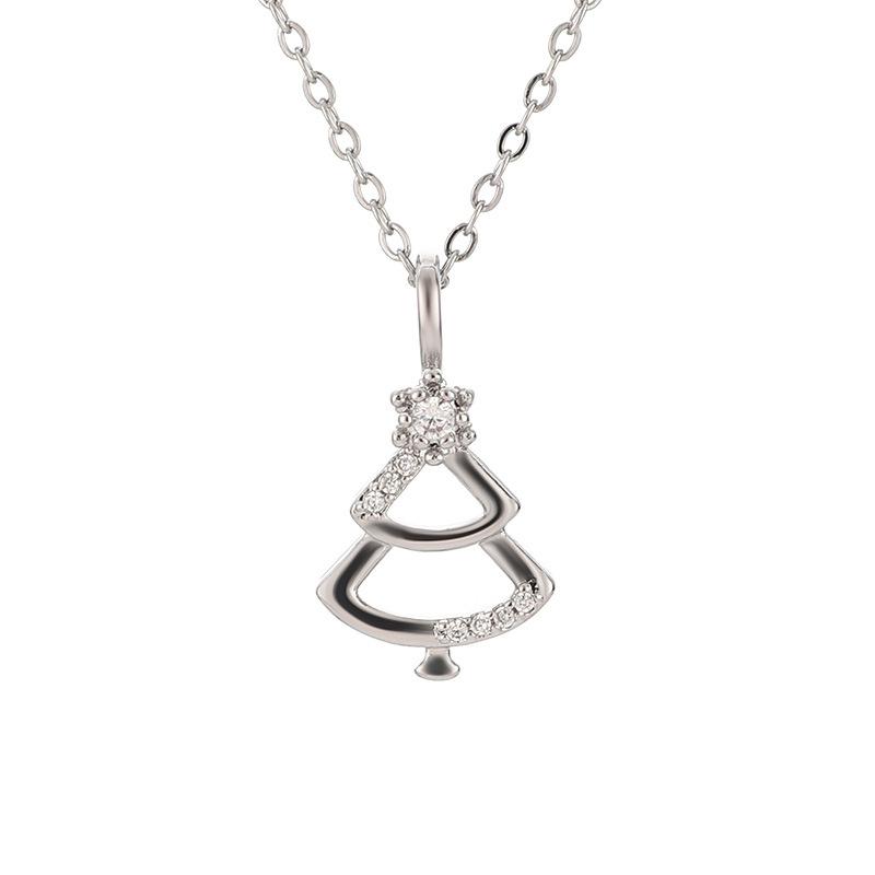 Women's Christmas Tree Zircon Necklace - Versatile, Non-Fading Clavicle Chain with Simple Hollow Design