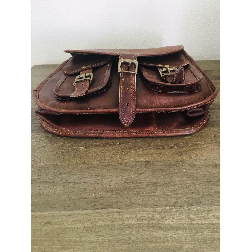 Bag REAL GOAT SKIN LEATHER SATCHEL SADDLE BAG RUSTIC VINTAGE DESIGNER HOBO BAG