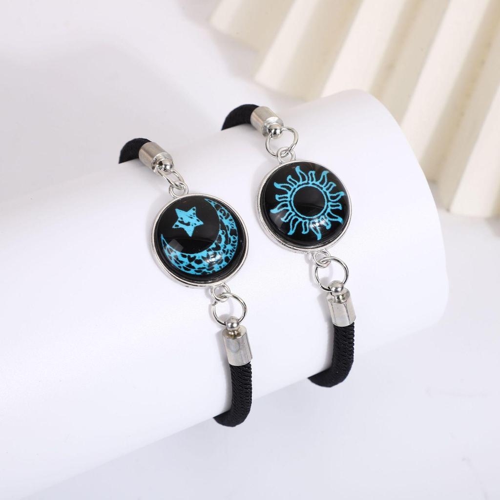 Светящиеся браслеты для пары «Солнце и Луна» - Ручная работа, плетеная веревка, подарок на День святого Валентина