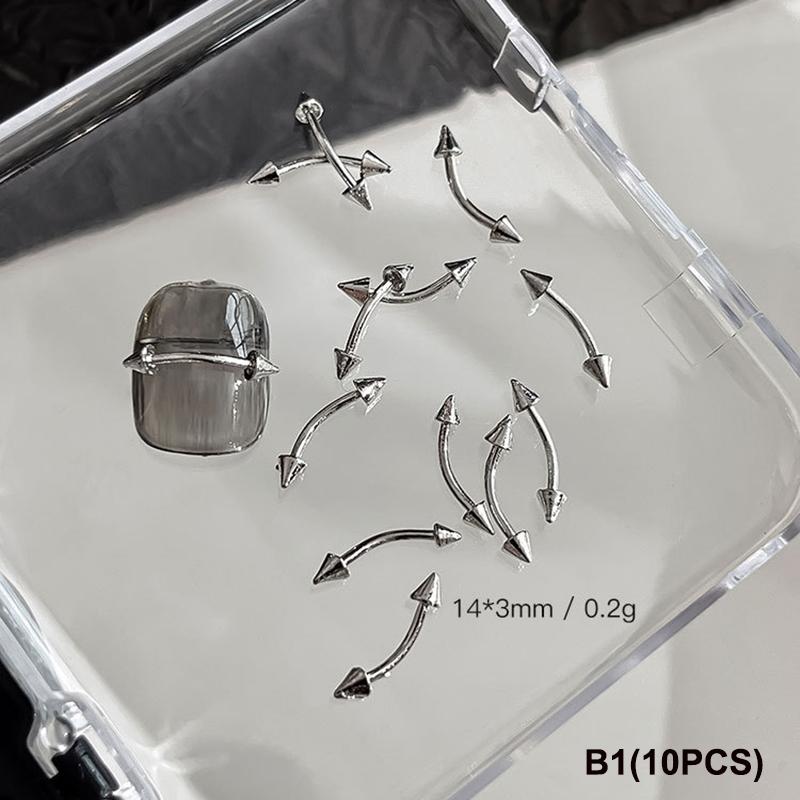 10 шт. Смешанный сплав Ретро Круг Ногти Арт Шармы 3D Панк Стиль Черный Серебристый Детали для Ногтей Украшение для Ногтей Маникюр Аксессуары