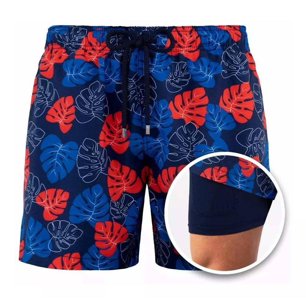 Гавайские мужские шорты больших размеров, купальные костюмы с карманами, быстросохнущие плавки на шнурке