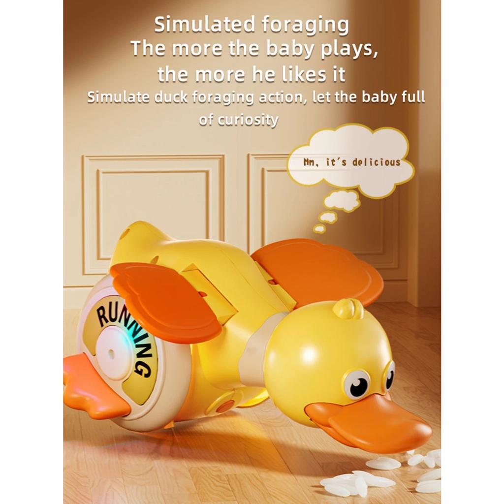 Kid Electric Musical Dancing Duck Simulated Foraging Free Rotation Duck Sound&Light Tummy Time Toys Crawling Toys for New Born