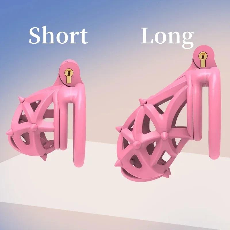 26 New Diamond Stud Male Chastity Cage 4 Free Rings Dual Soft Spikes CB Lock Penis Restraint for Men Adult Intimate Sex Toy 18+