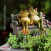 15x15см Домашний Декор Лягушка 2D Плоская Акриловая Лягушка Пара Скамейка Скульптура Статуи Фигурки Украшения для Крыльца Заднего Двора Книжной Полки
