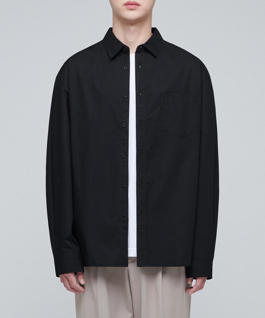 MUSINSA STANDARD Oversized Poplin Shirt [Black]
