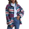 Womens Aztec Shacket Jacket Geometric Patterns Long Sleeve Button Down Fleece Short Coat for Home