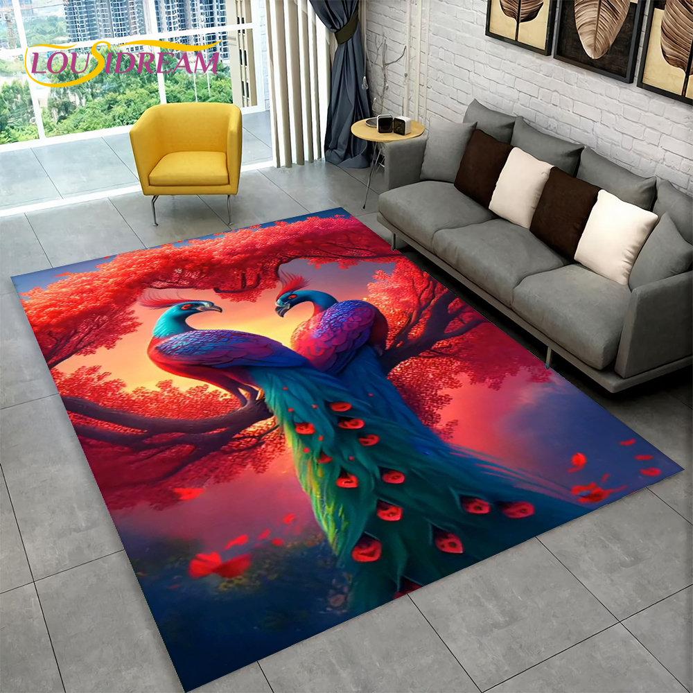 3D изысканный коврик с изображением павлина, коврик для дома, гостиной, спальни, дивана, коврик для кухни, украшение для кухни, нескользящие коврики