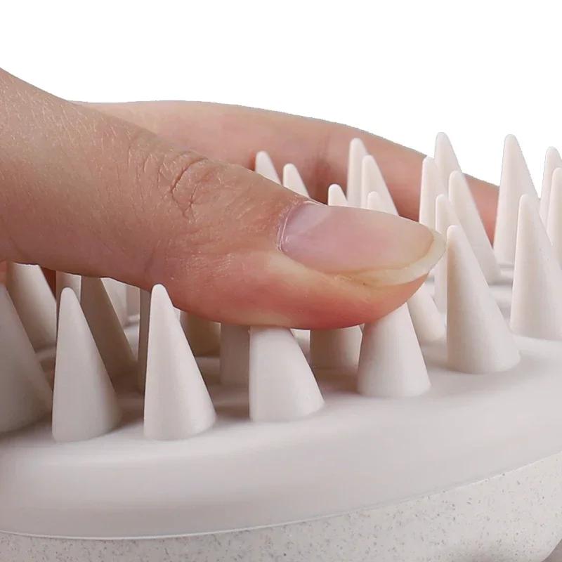 Массажер для кожи головы, скруббер для головы, щетка из пшеничной соломы, биоразлагаемая силиконовая щетка для шампуня, массажер для кожи головы для роста волос