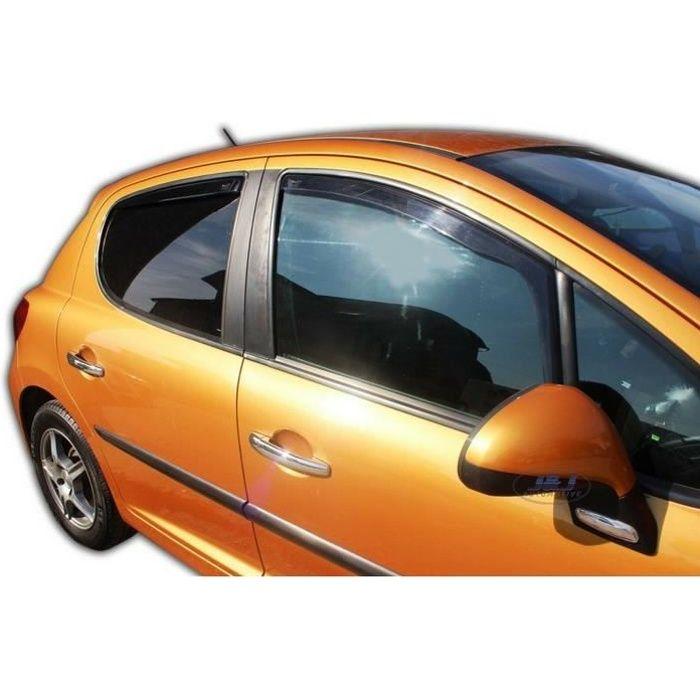 Дефлекторы окон Peugeot 207, 4 шт., Тонированный акрил, Защита от ветра