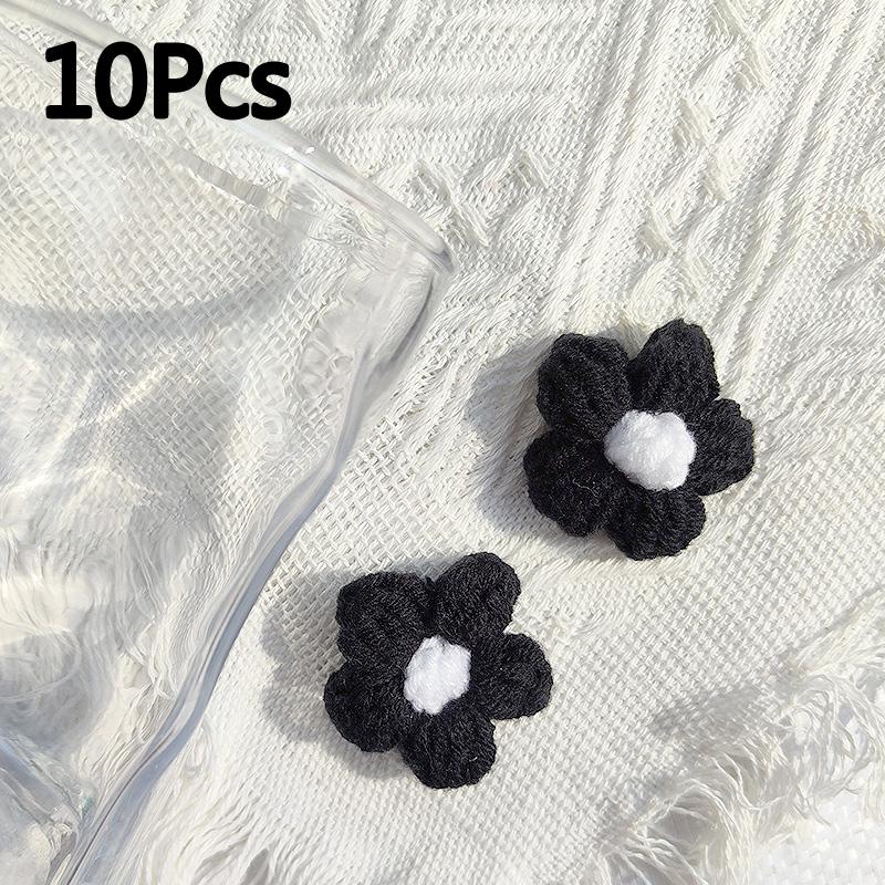 10 шт. вязаные цветы аппликация для одежды шляпа заколка для волос ручная вязка пуховый цветок своими руками нашивки декор швейные аксессуары