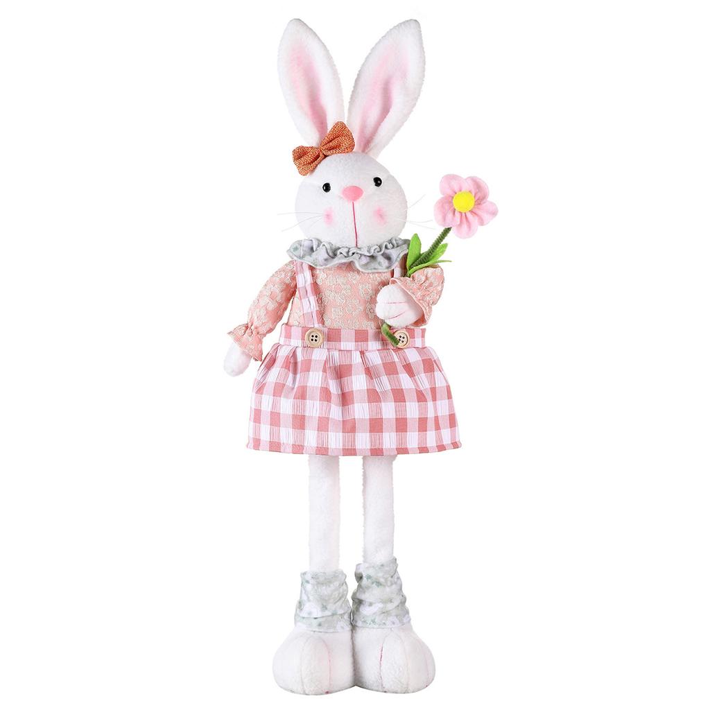 Standing Telescopic Rabbit Doll Easter Theme Party Supplies Home Decoration Ornaments Dwarf Doll