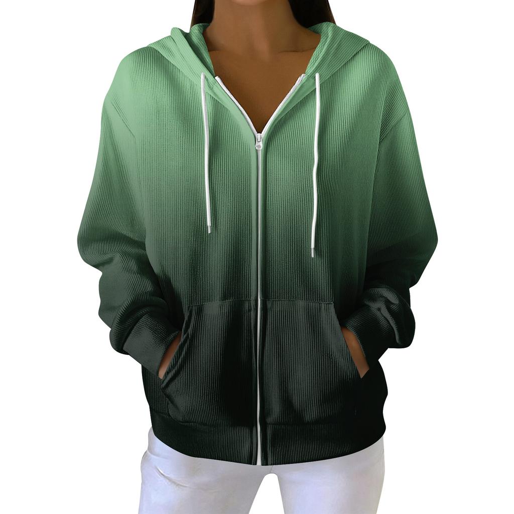 Women's Casual Fashion Long-Sleeved Zip-Up Christmas Print Knitted Hoodie