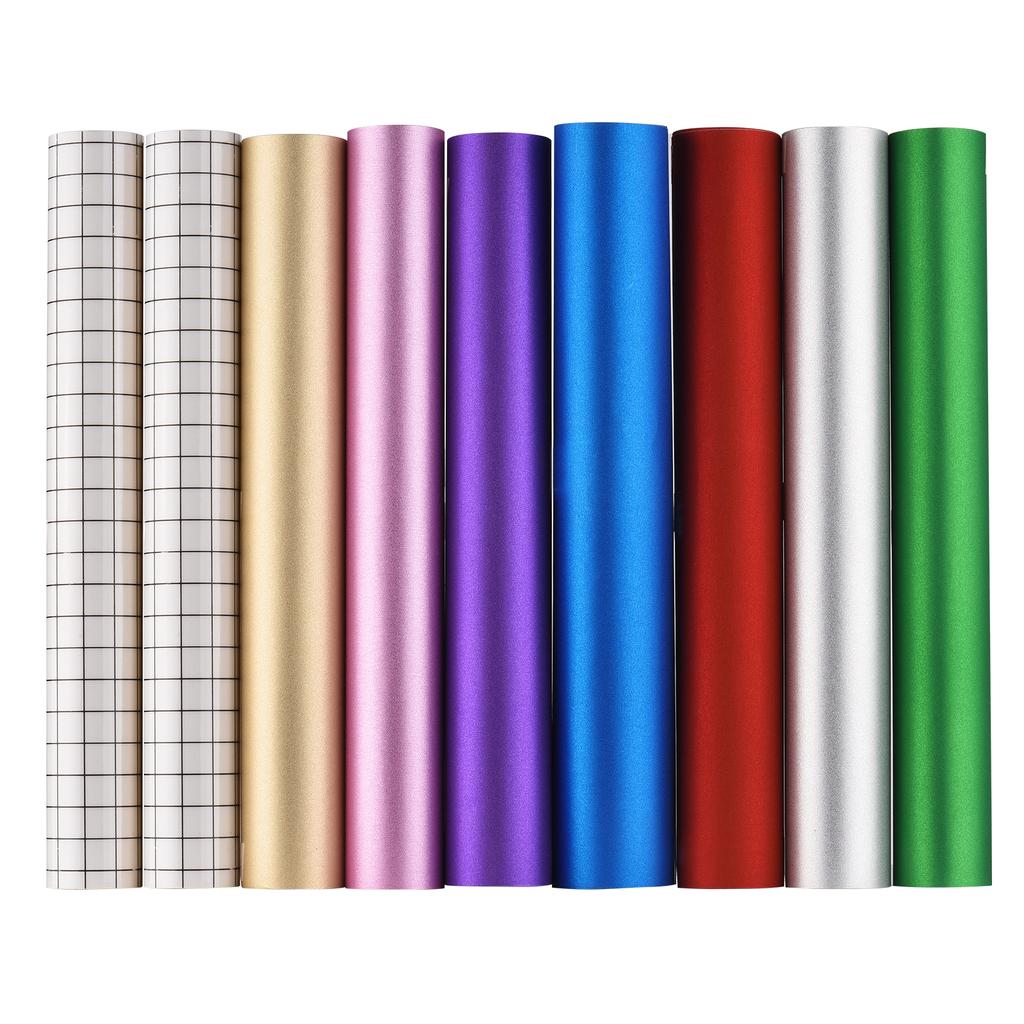 Holographic Glitter Adhesive Craft Vinyl 30.5x30.5cm 12x12In 7 Assorted Colors with 2 Pieces of Transfer Film Compatible with Cricut Silhouette Cameo