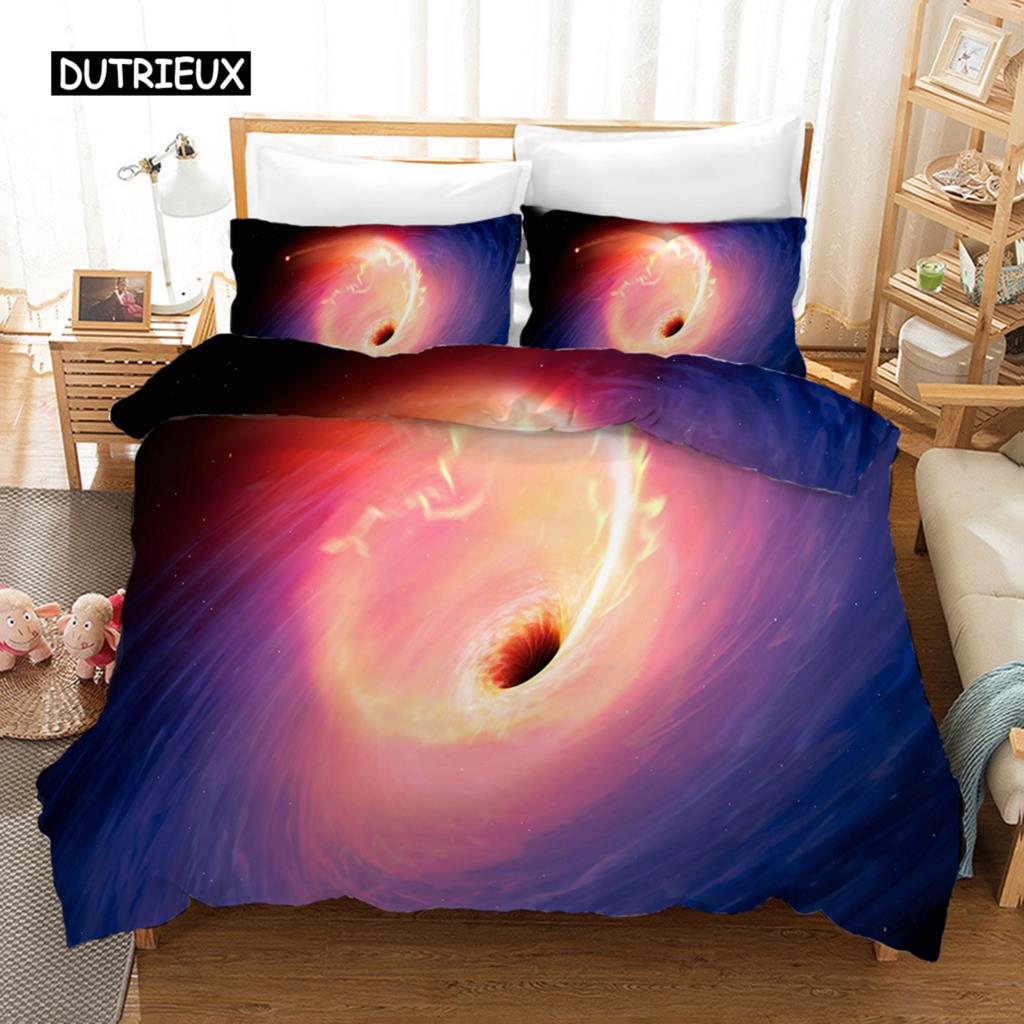 Комплект постельного белья Starry Sky Blue Orange Galaxy Starry Sky Theme Twin Комплект постельного белья из микрофибры Double Queen King Size Покрывало для пододеяльника